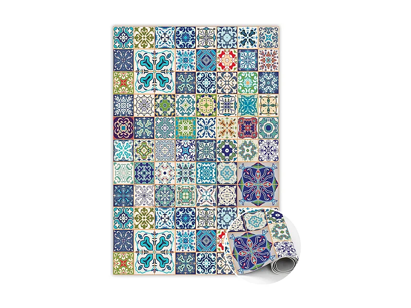 Trendiger universeller Vinyl-Teppich, portugiesisches Muster – 100 cm x 150 cm