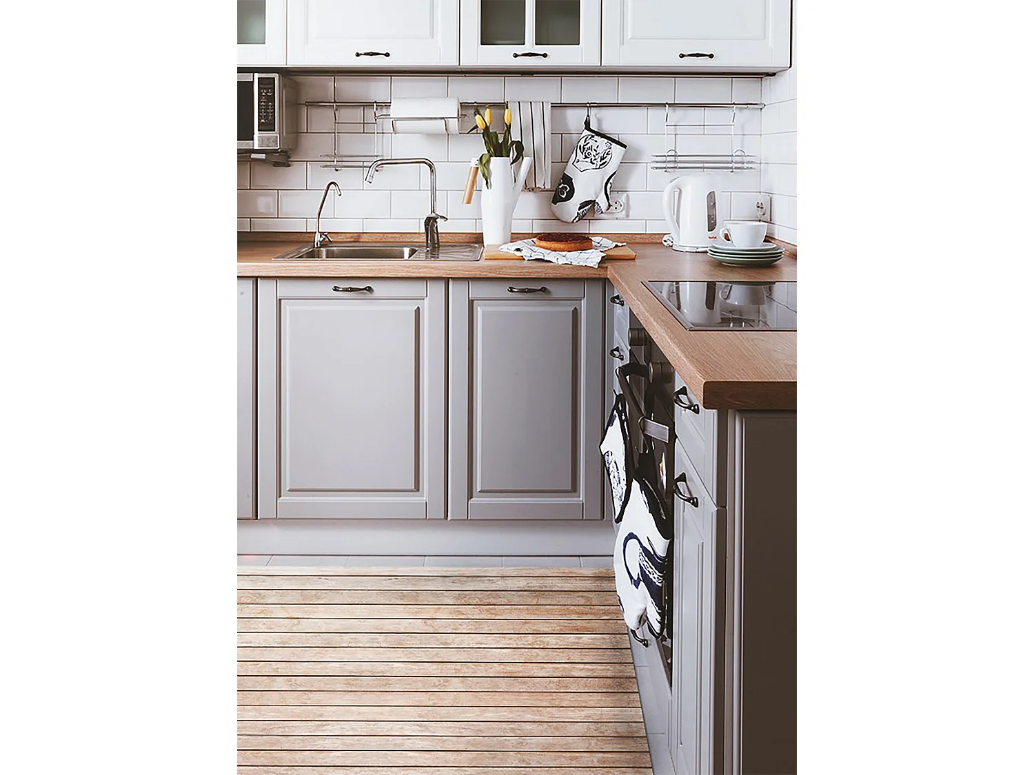 Vinyl vloerkleed voor binnen Gestreepte plank - 140 cm x 210 cm