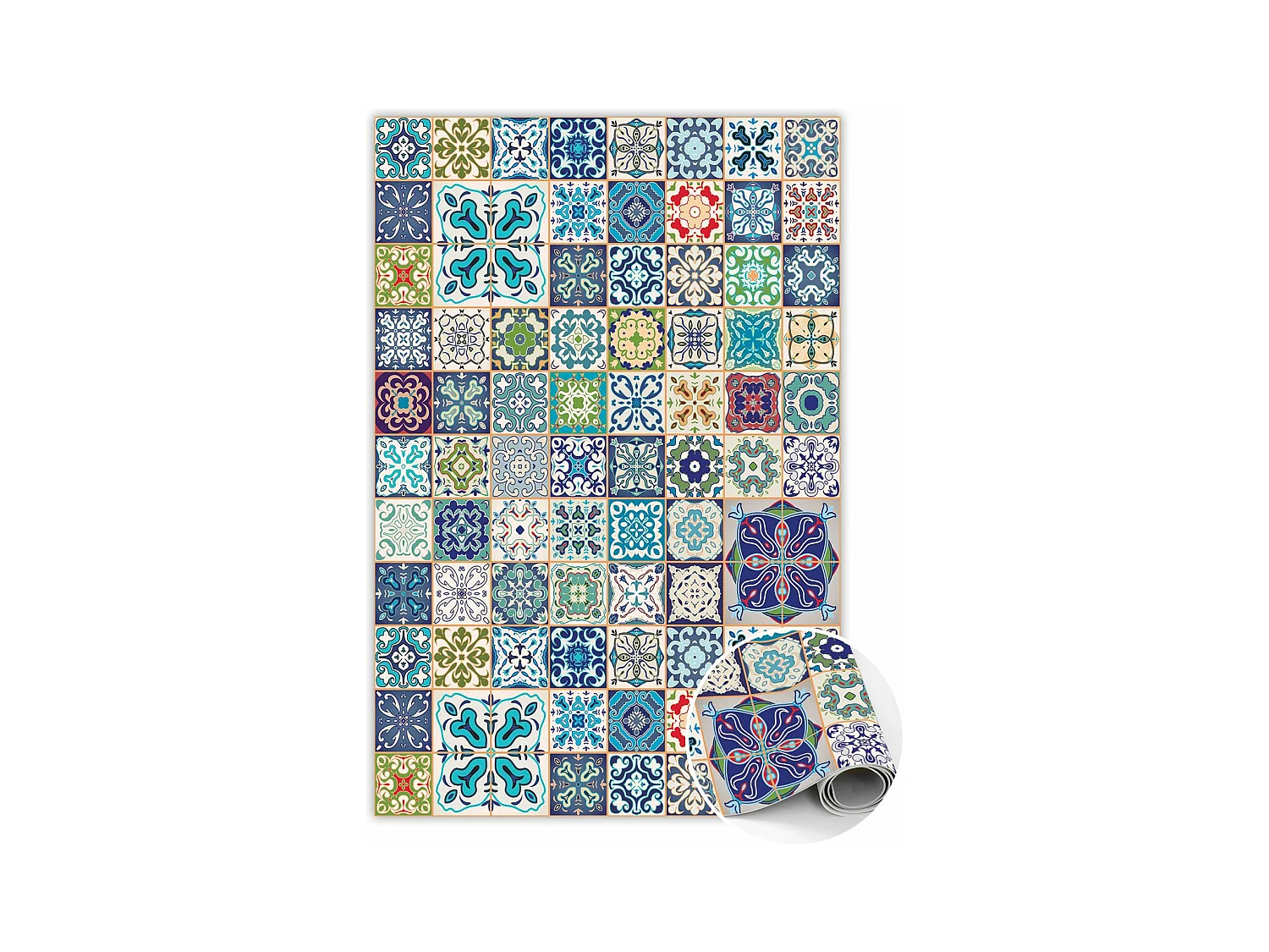 Tapis vinyle universel tendance, motif portugais - 140 cm x 210 cm