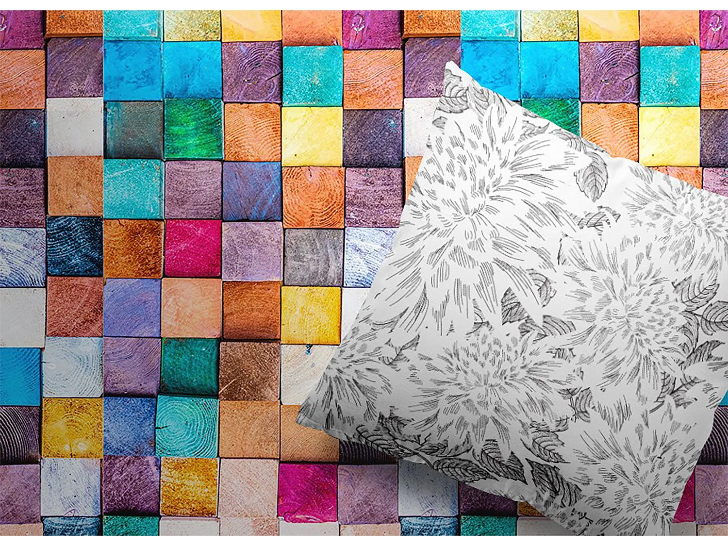 Universeller Vinyl-Teppich, Holzwürfel – 80 cm x 120 cm