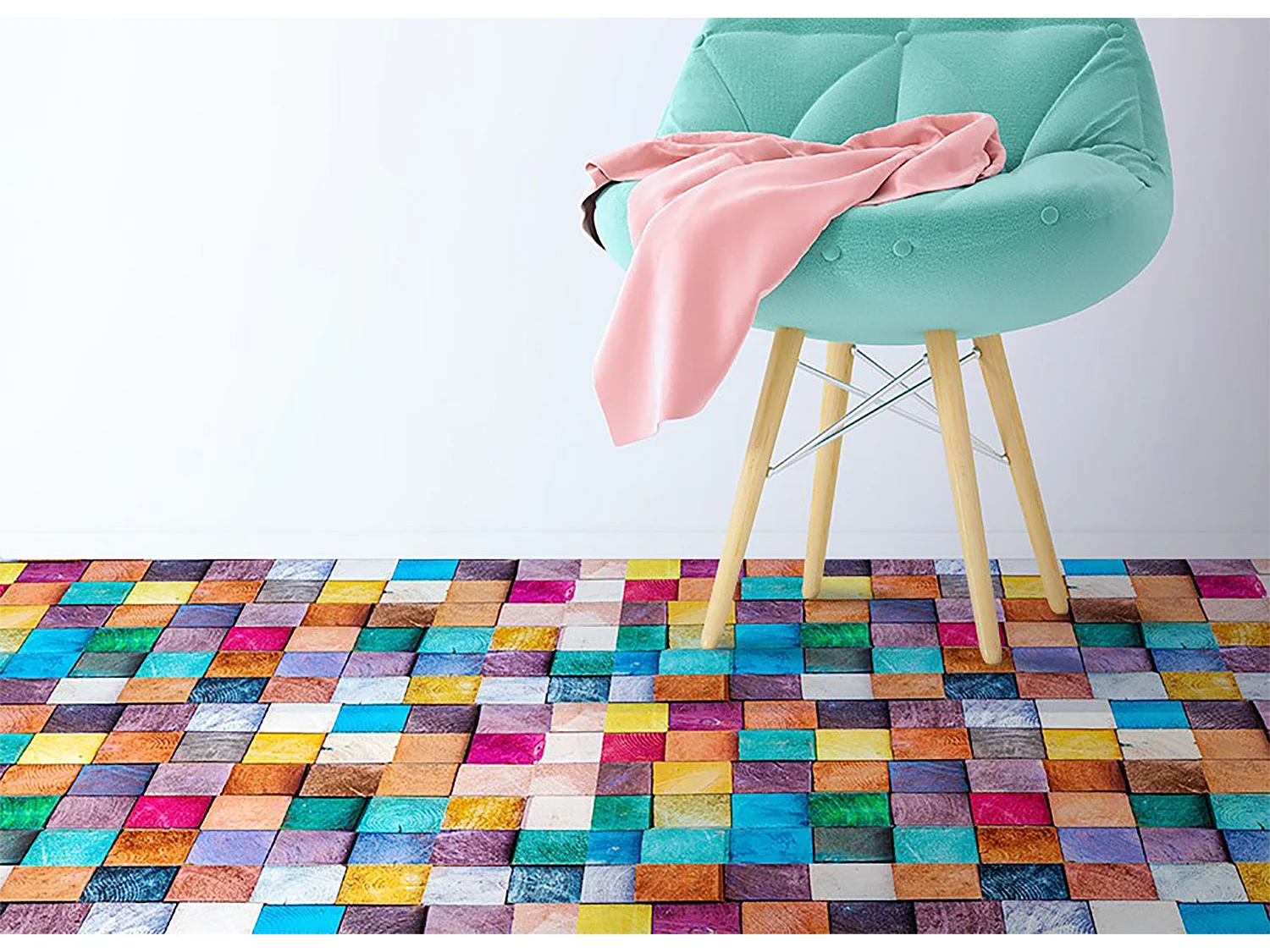 Universeller Vinyl-Teppich, Holzwürfel – 80 cm x 120 cm