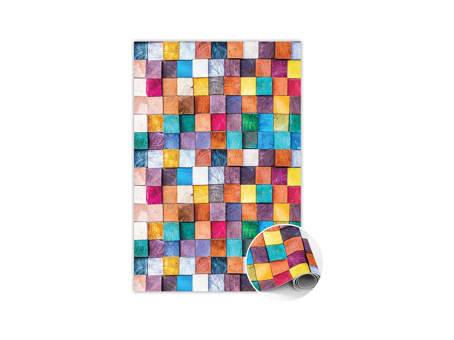 Tapis vinyle universel Cubes en bois - 100 cm x 150 cm