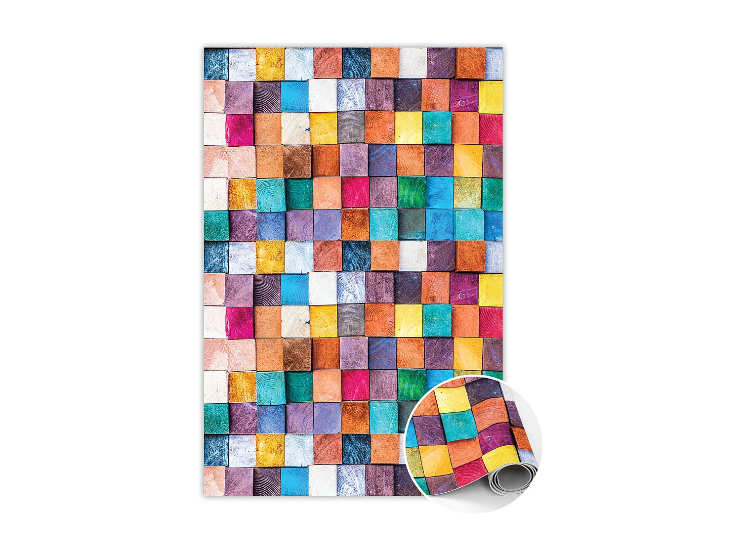 Universeller Vinyl-Teppich, Holzwürfel – 60 cm x 90 cm