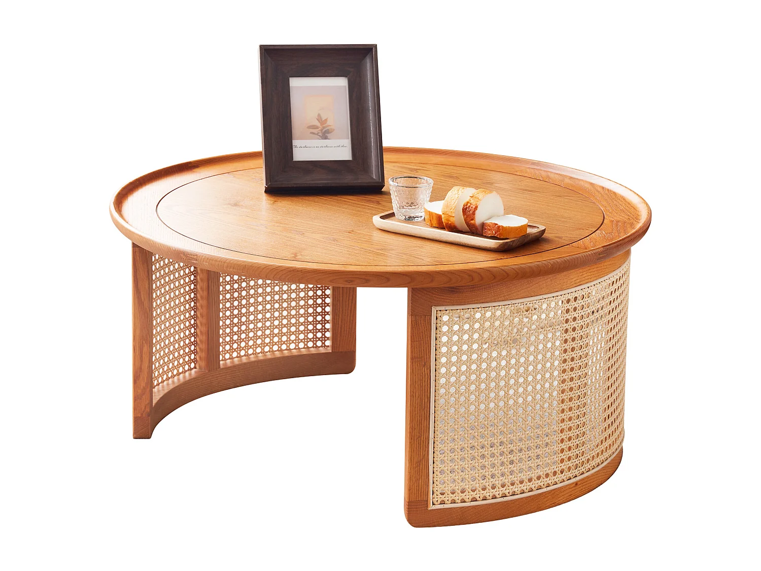 Table basse en bois massif ,Table basse élégante en chêne de haute qualité, table basse ronde