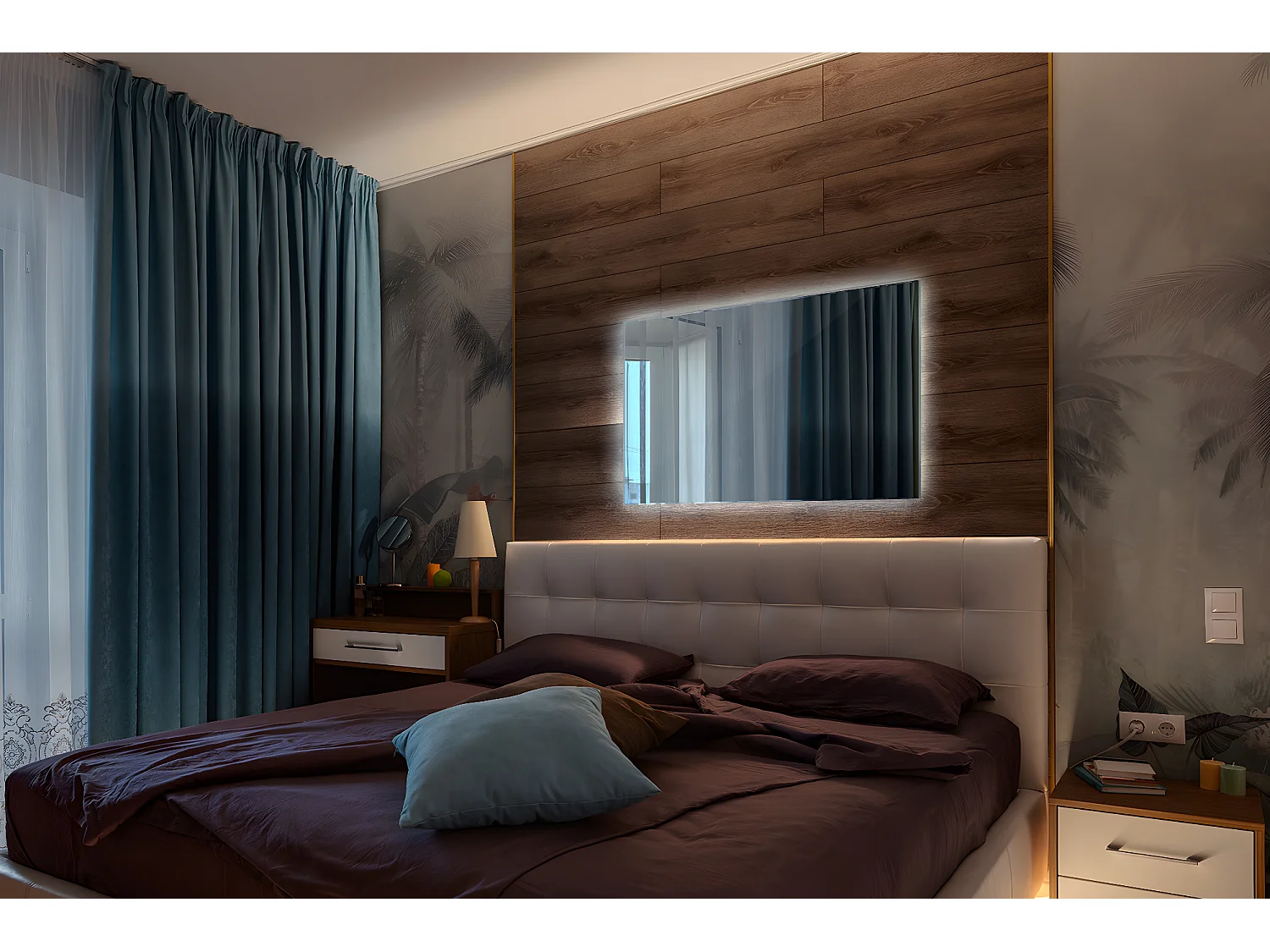 Moderner beleuchteter LED-Spiegel für das Badezimmer, 60 cm x 40 cm, kaltes Licht