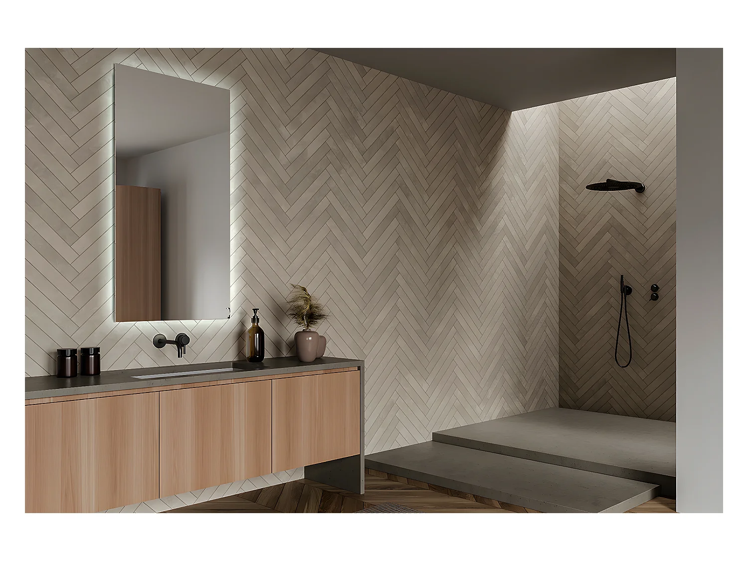 Miroir LED Lumineux Moderne pour la salle de bain 60 cm x 40 cm Lumière froide