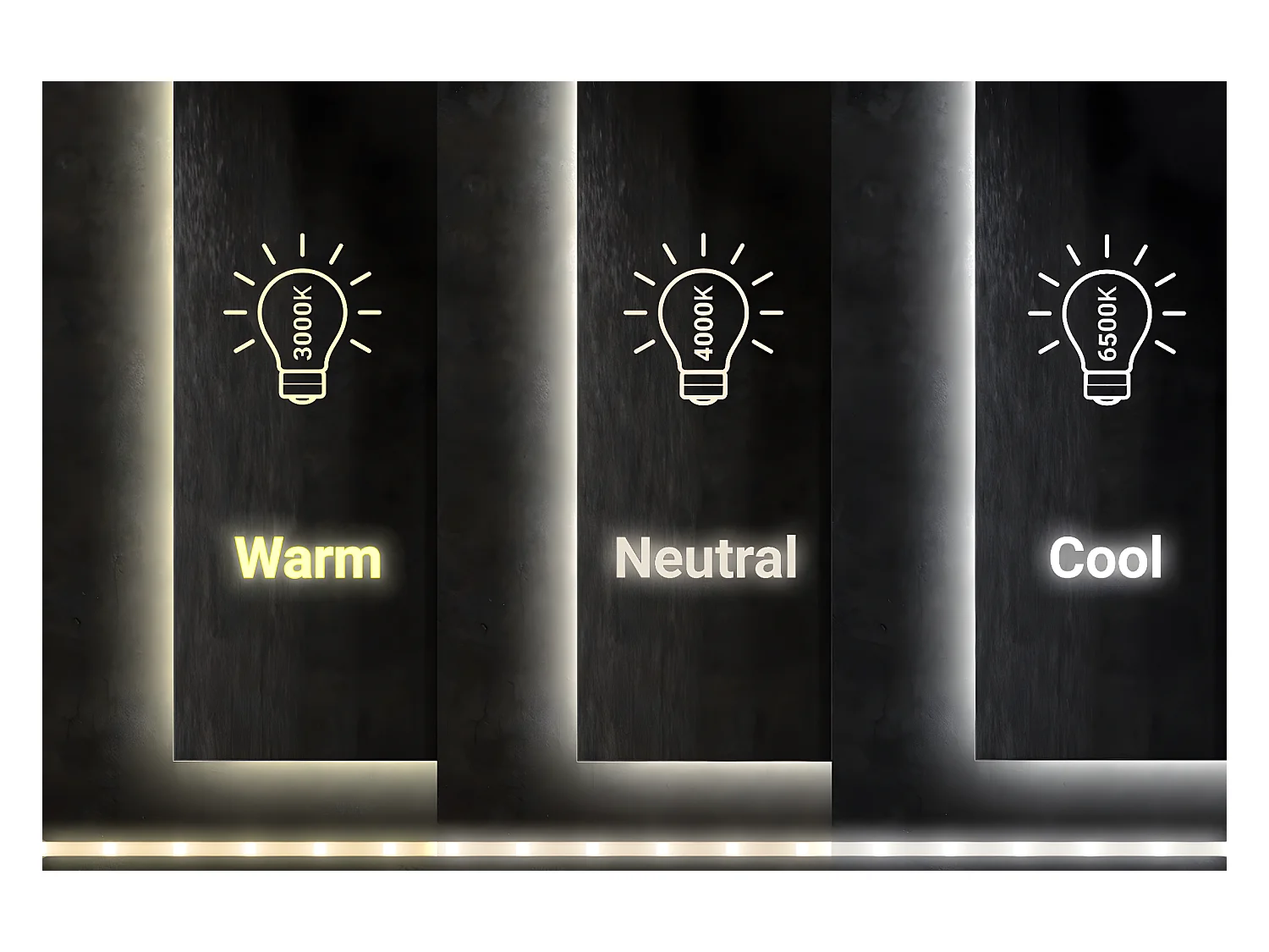 Miroir LED Lumineux Moderne pour la salle de bain 60 cm x 40 cm Lumière froide