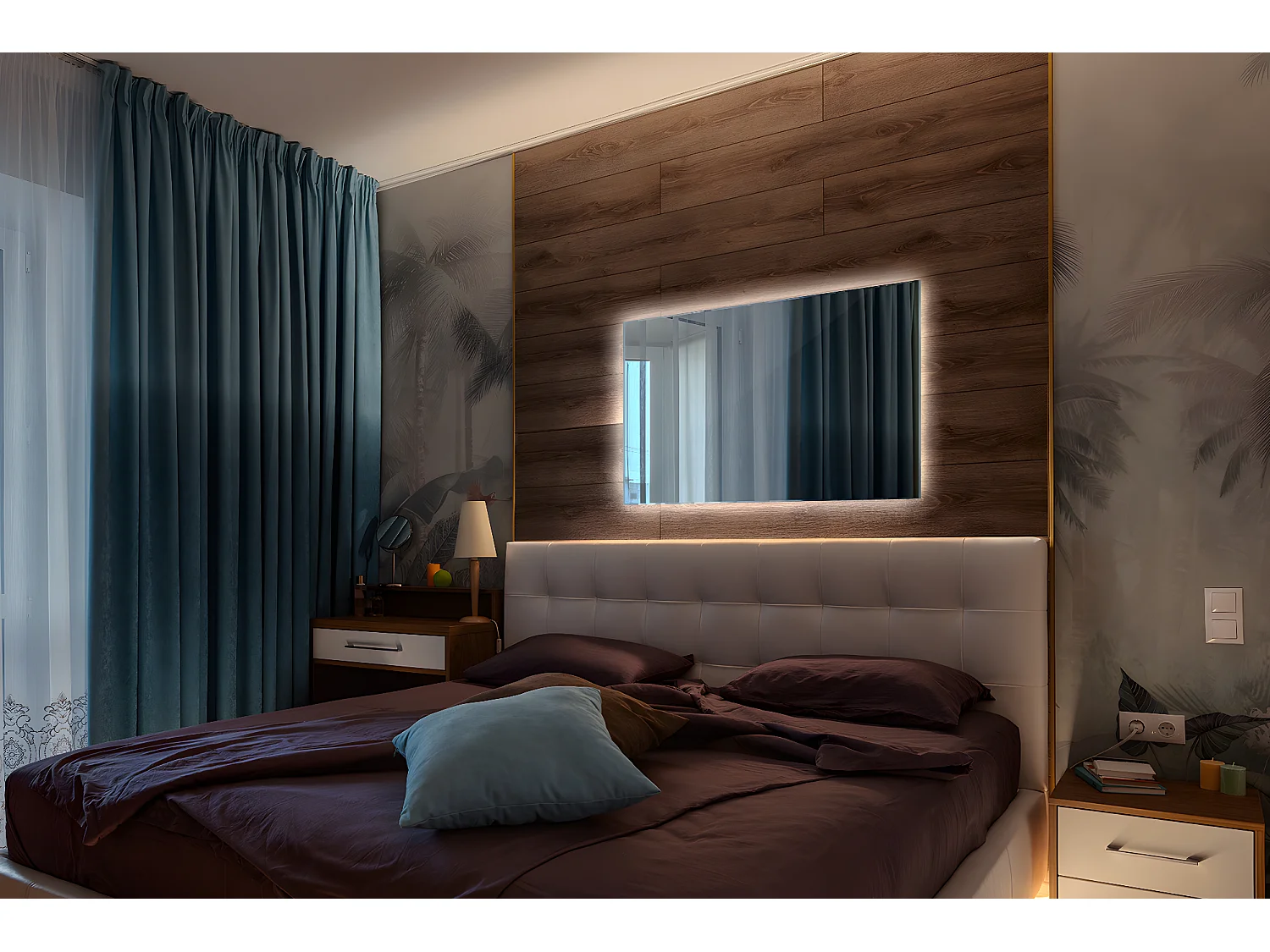 LED-Glamour-beleuchteter Badezimmerspiegel, 80 cm x 60 cm, neutrales Licht