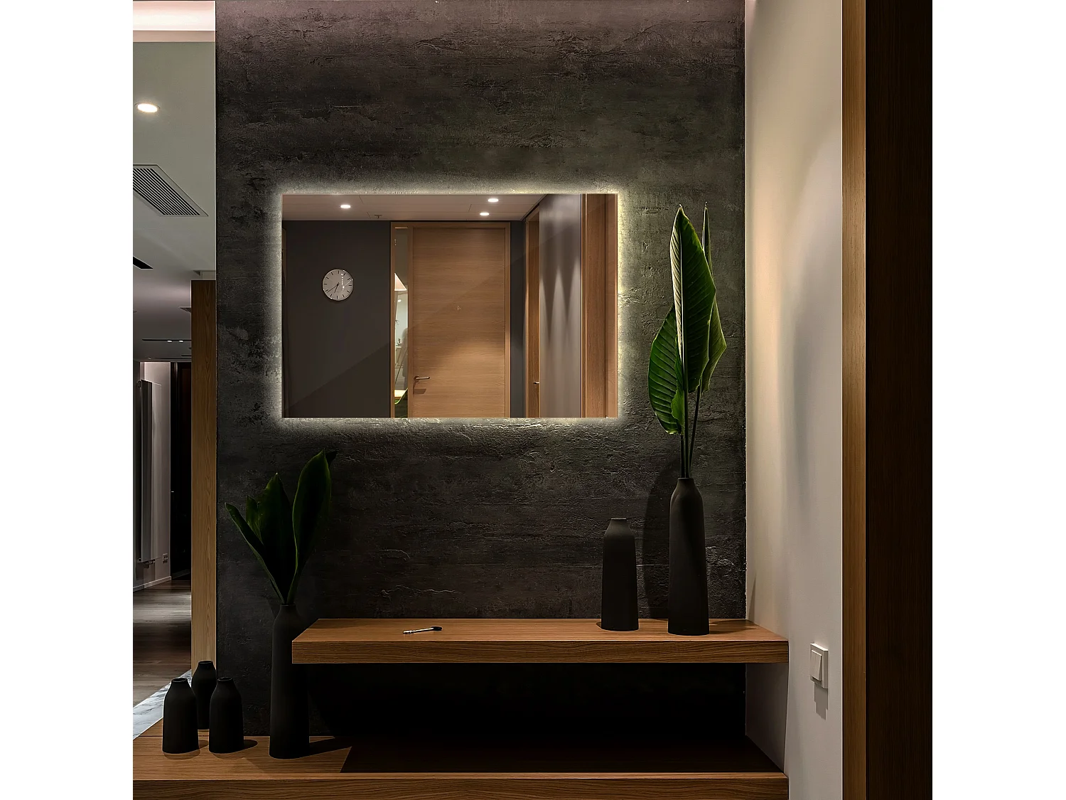 LED-lichtspiegel voor woonkamer, slaapkamer, 60 cm x 40 cm Warm licht