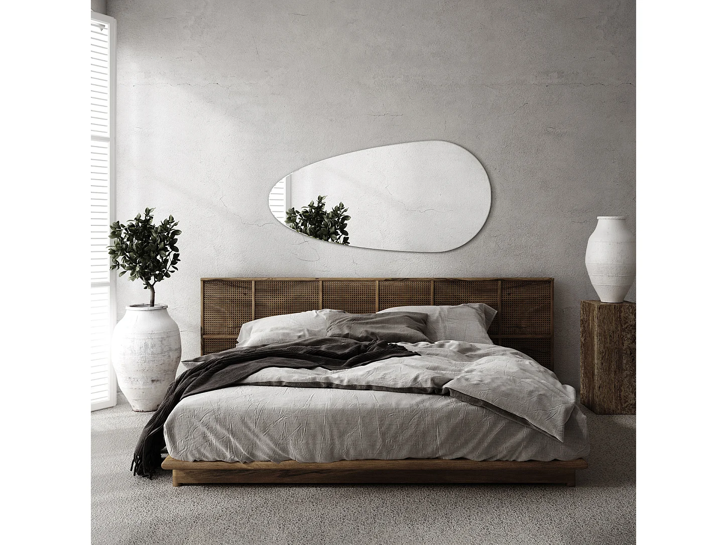 Silberner tropfenförmiger Hängespiegel für das Wohnzimmer, Design 50 cm x 100 cm