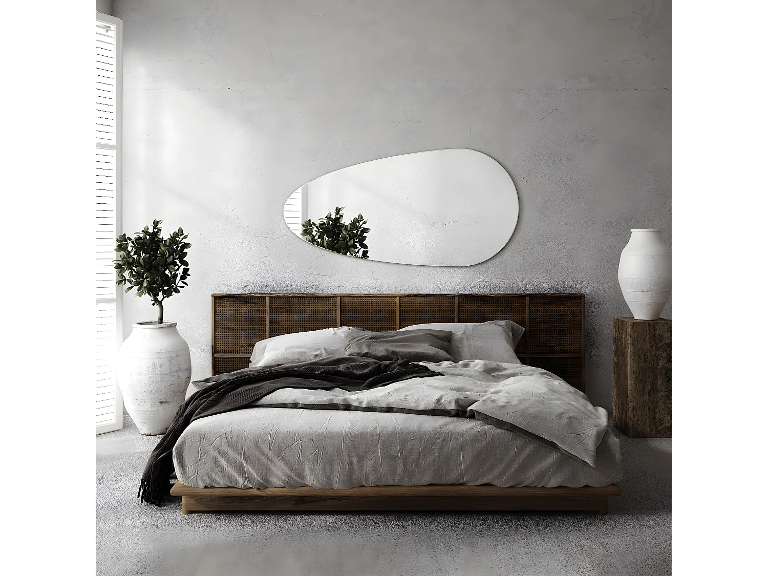 Grand miroir en forme de larme d'élégance moderne pour chambre et salle de bain 45 cm x 90 cm