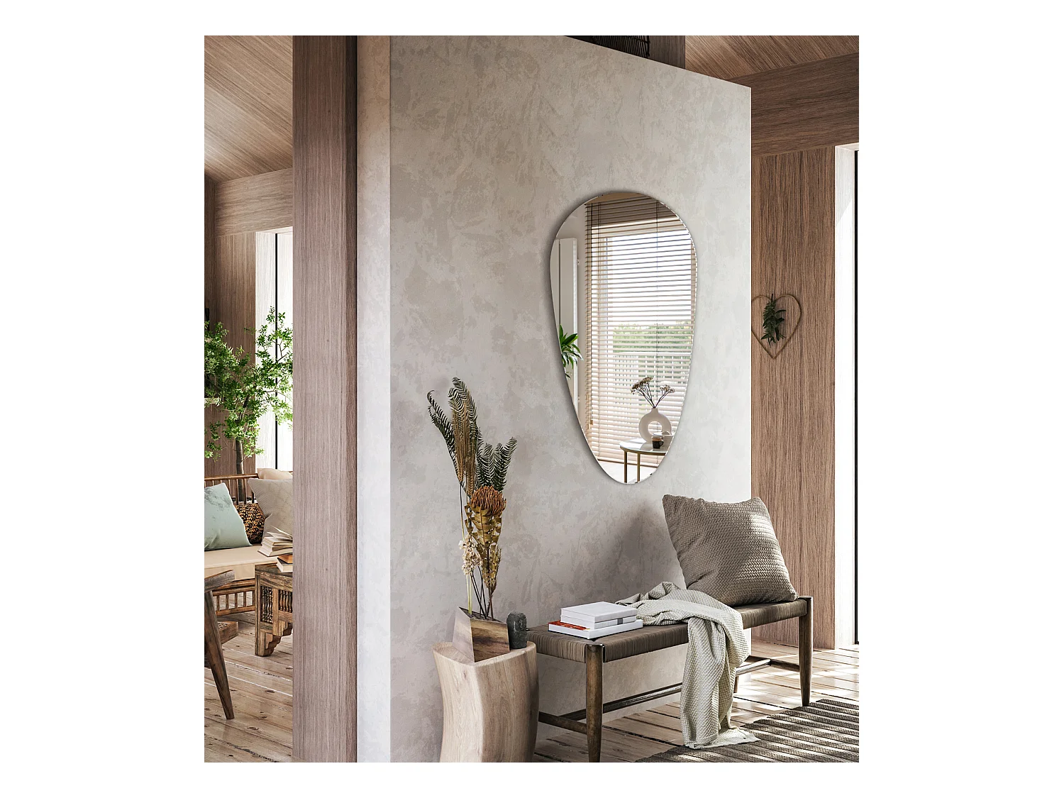 Großer, moderner, eleganter Tropfenspiegel für Schlafzimmer und Badezimmer, 45 cm x 90 cm