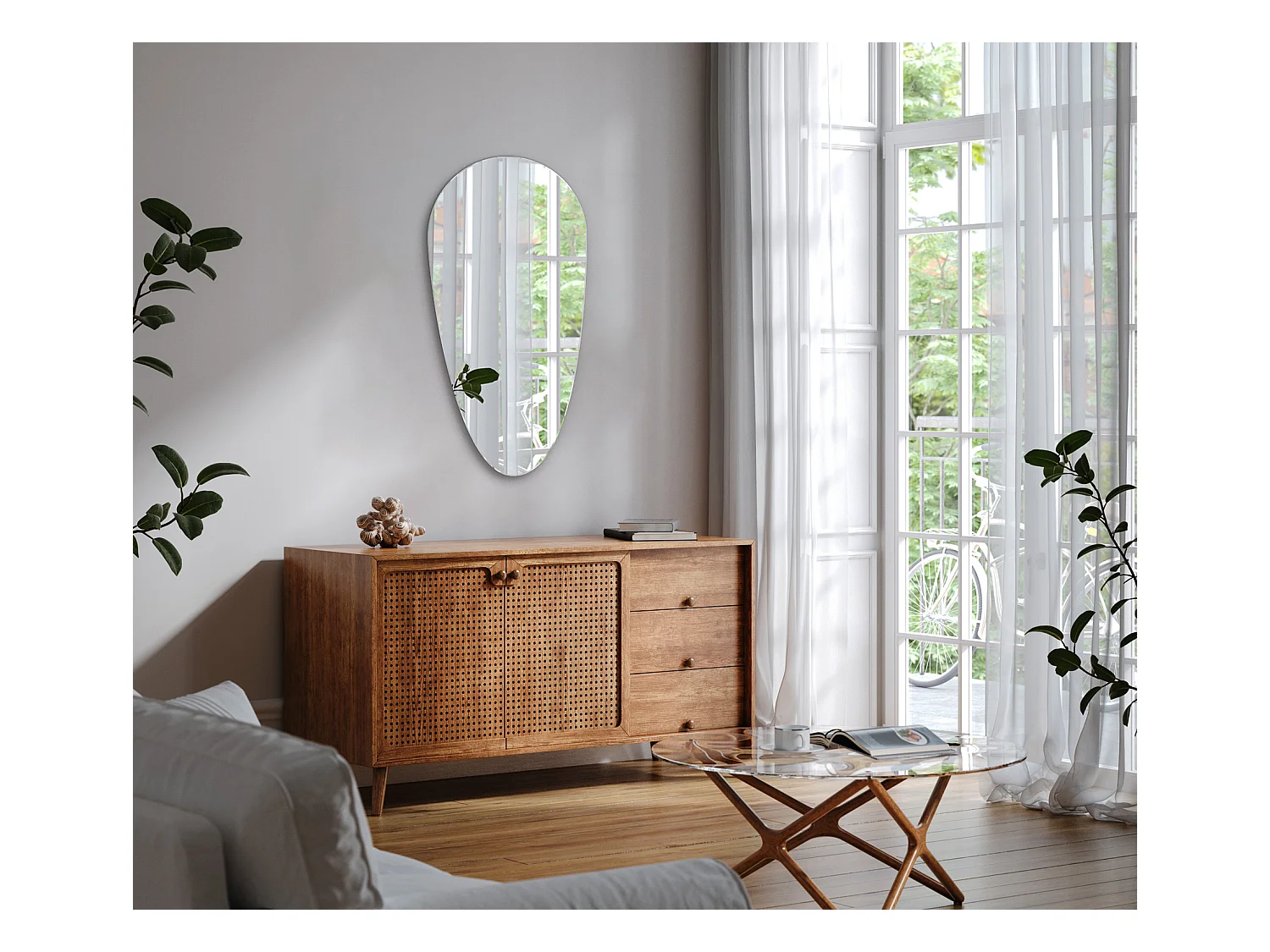 Großer, moderner, eleganter Tropfenspiegel für Schlafzimmer und Badezimmer, 45 cm x 90 cm