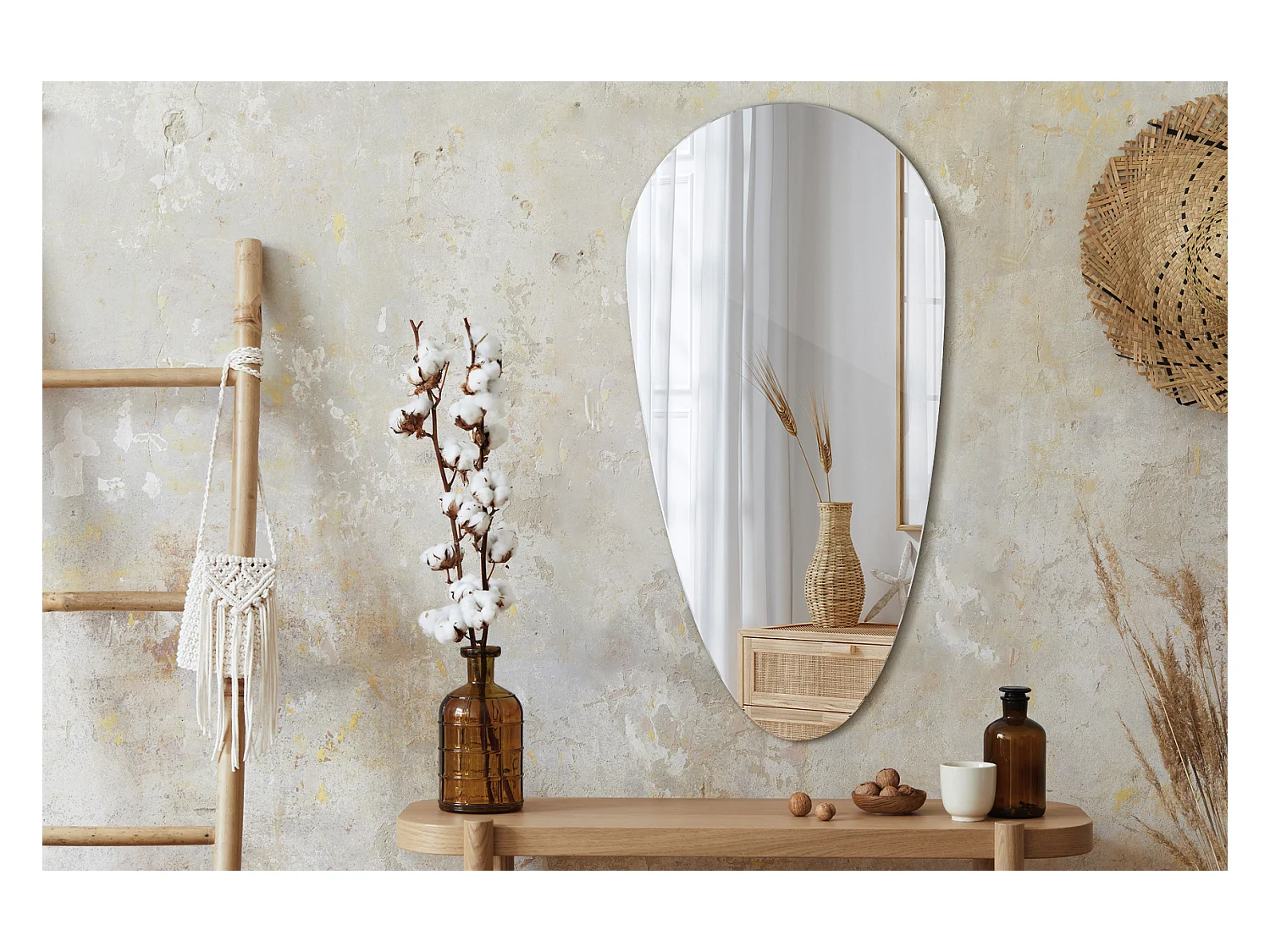 Großer, moderner, eleganter Tropfenspiegel für Schlafzimmer und Badezimmer, 45 cm x 90 cm