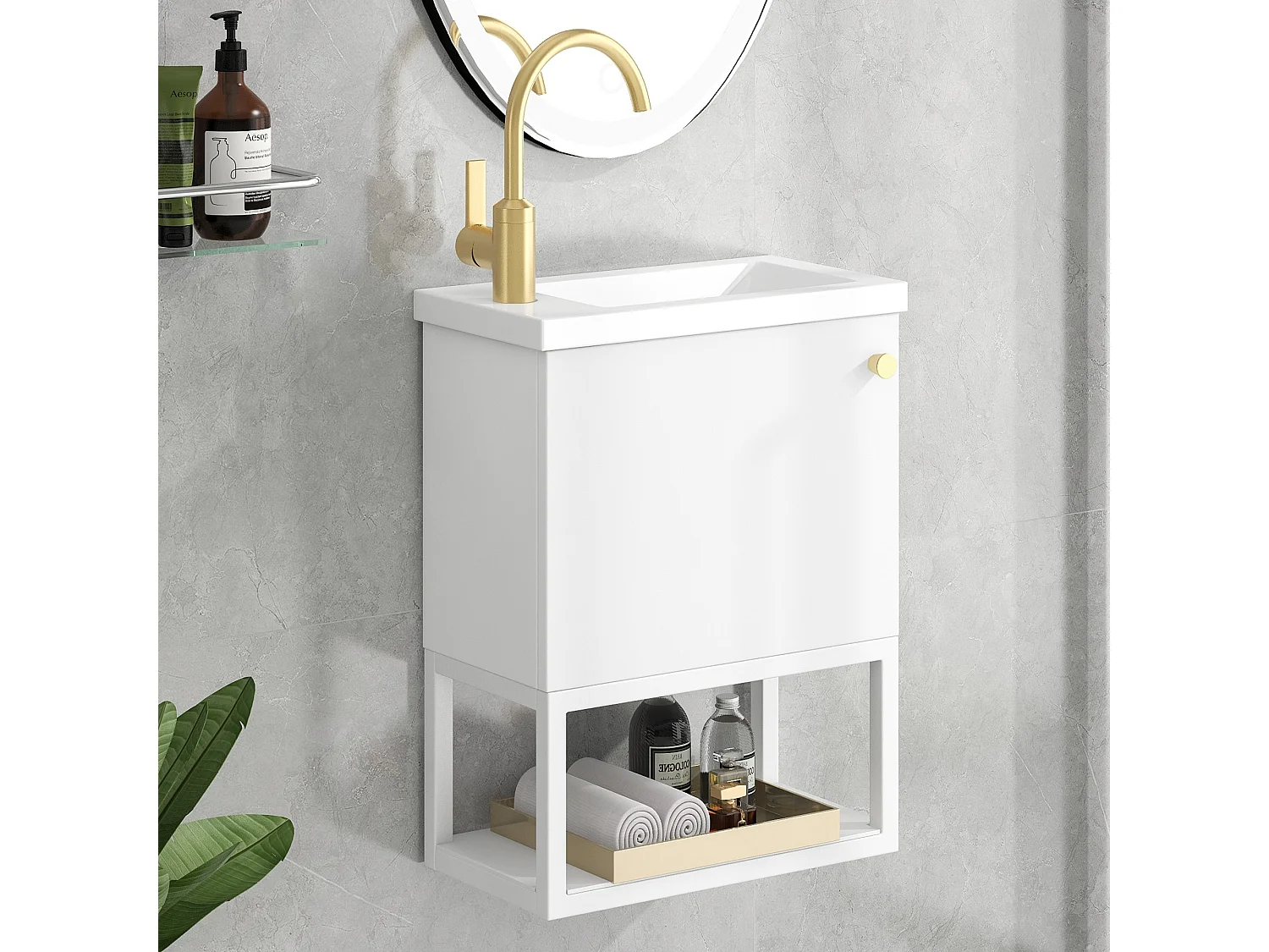 Meubles de salle de bains, Lavabo et meuble sous-lavabo 40 cm , Lavabo à encastrer