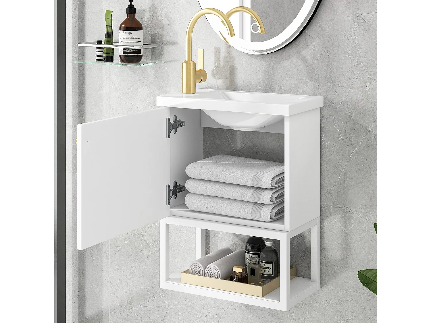 Meubles de salle de bains, Lavabo et meuble sous-lavabo 40 cm , Lavabo à encastrer