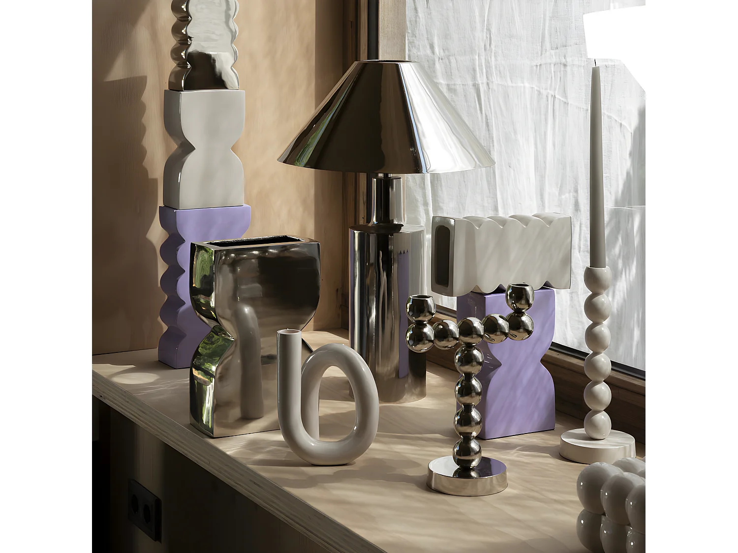 Wonders - Lampe à poser en métal - Chrome