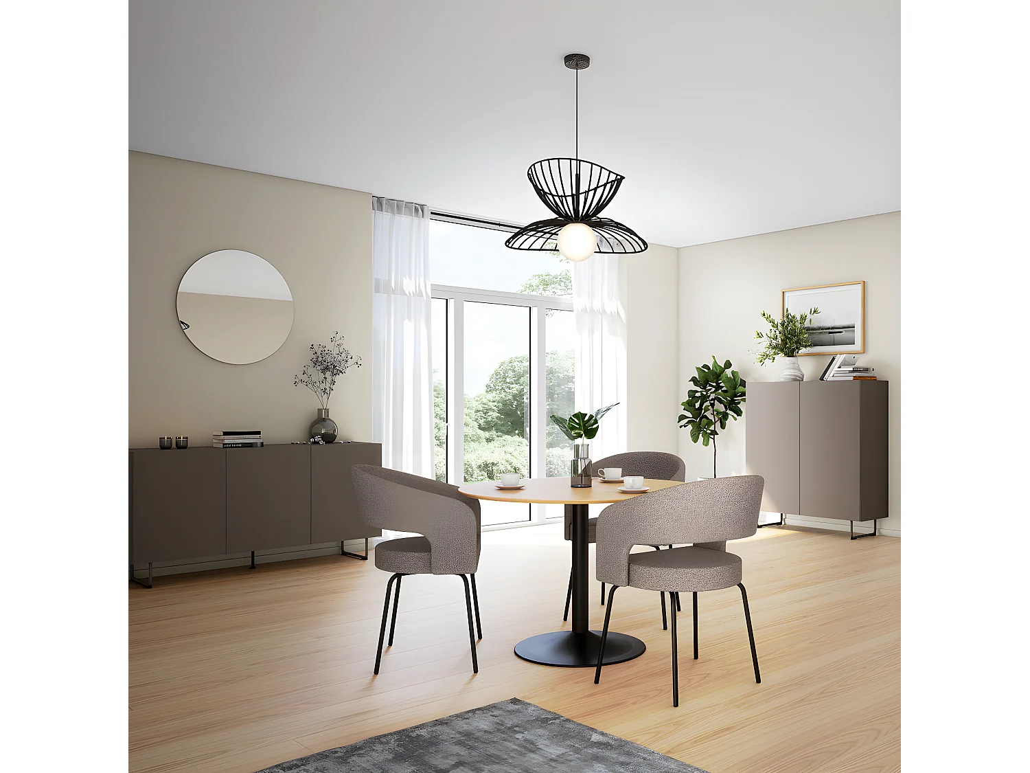 Parma - Buffet haut 2 portes en bois et métal H131cm - Marron