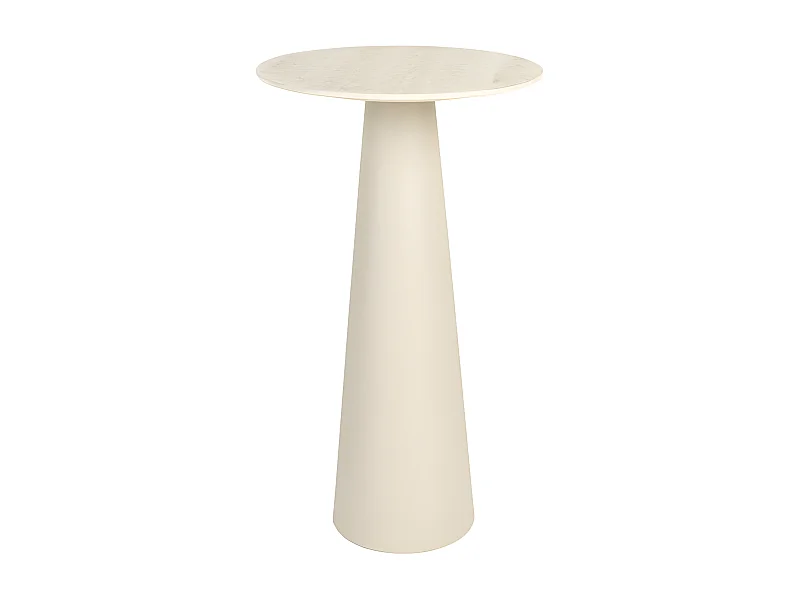 Joya - Table d'appoint ronde effet travertin ø40cm H70cm - Beige