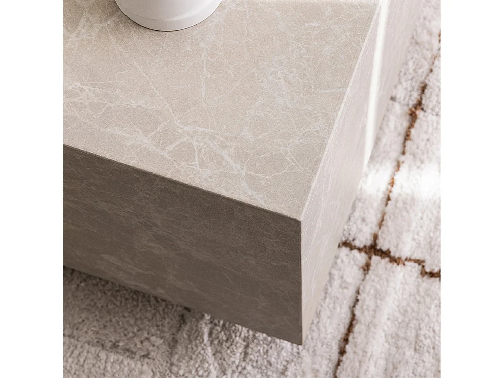 Lipani - Table d'appoint carrée effet marbre 40x40cm - Beige