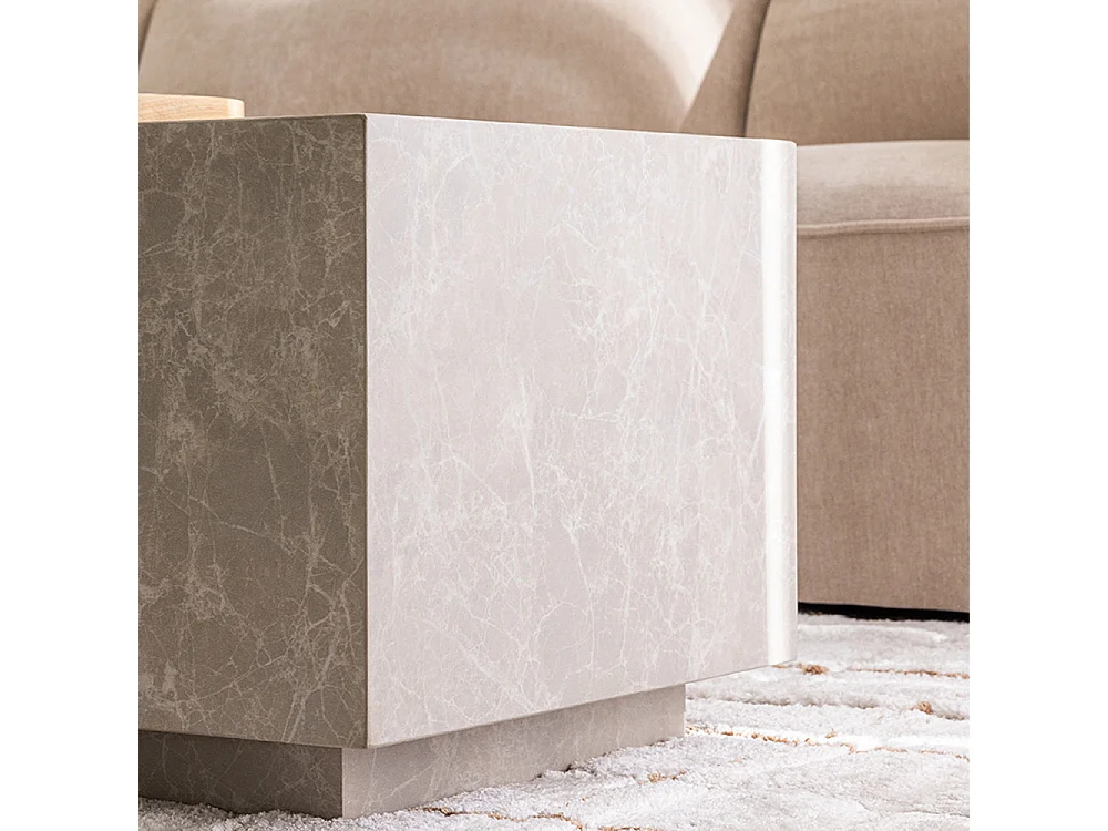 Lipani - Table d'appoint carrée effet marbre 40x40cm - Beige