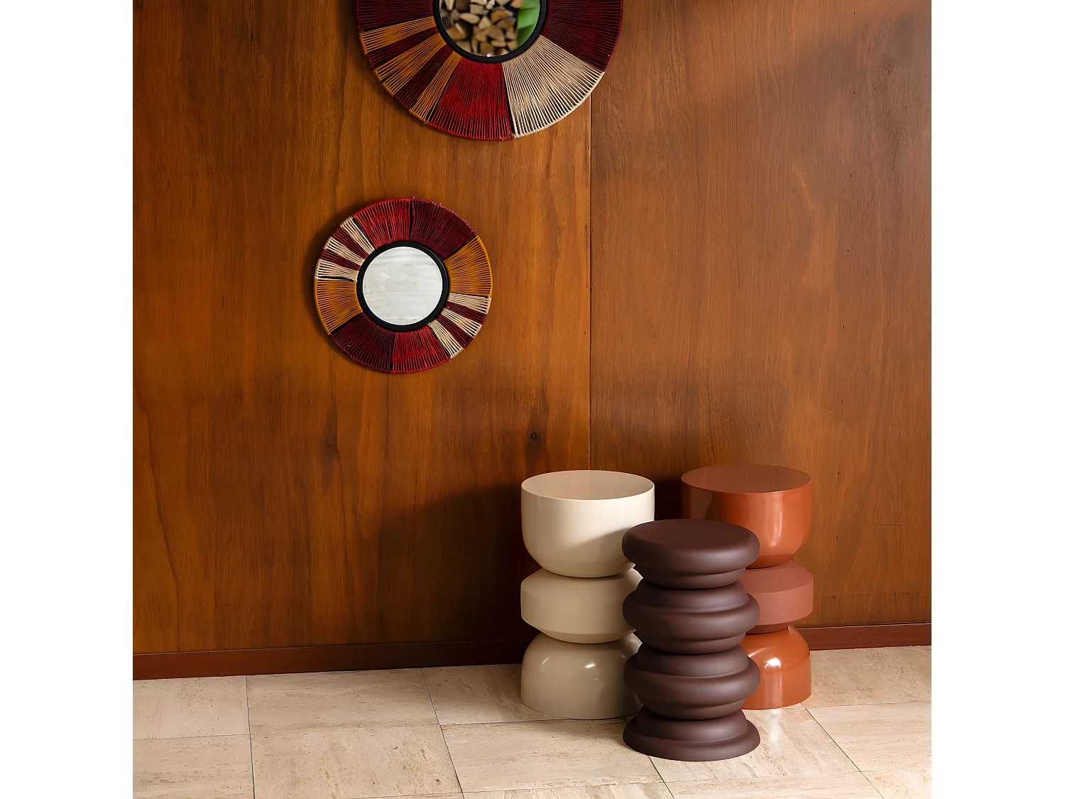 Apollo - Table d'appoint ronde en métal ø29cm - Terracotta