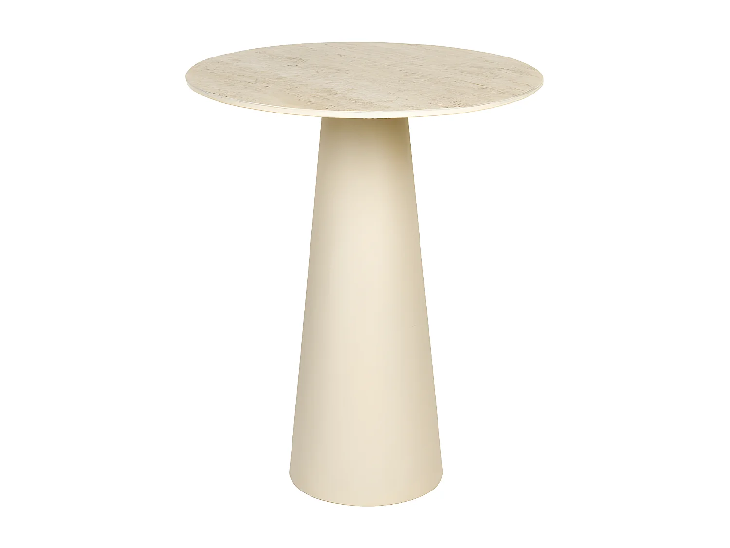Joya - Table d'appoint ronde effet travertin ø40cm H52cm - Beige