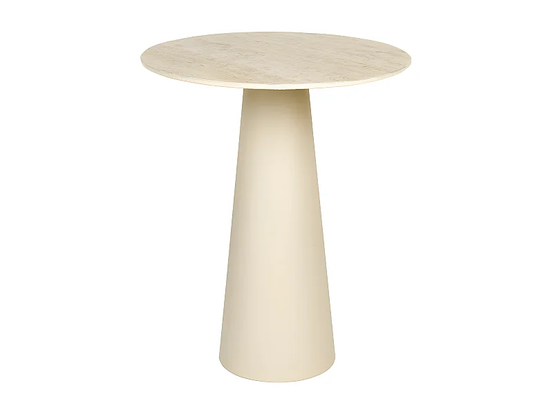 Joya - Table d'appoint ronde effet travertin ø40cm H52cm - Beige