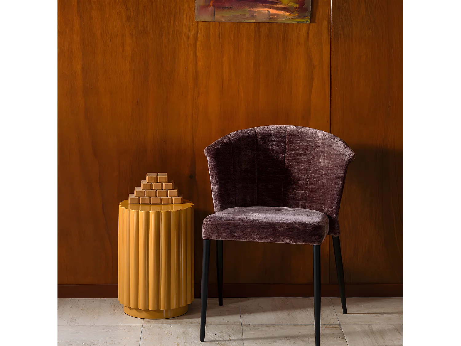 Camila - Table d'appoint ronde en métal ø32cm - Jaune