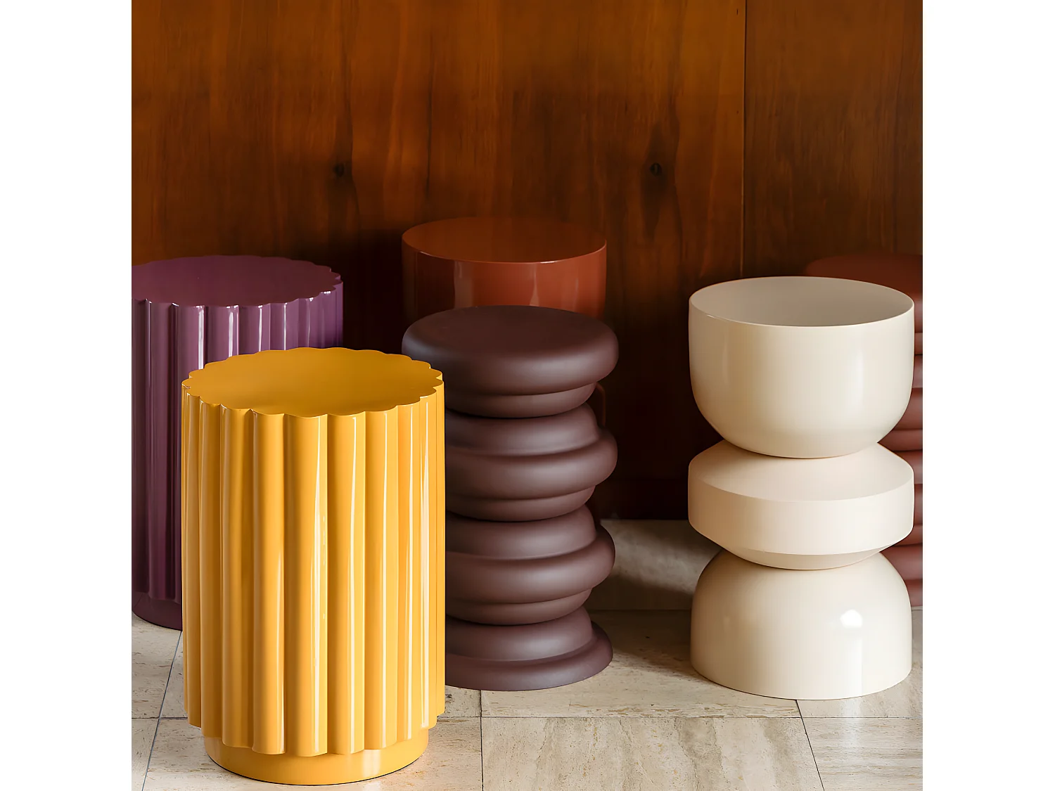 Apollo - Table d'appoint ronde en métal ø29cm - Beige