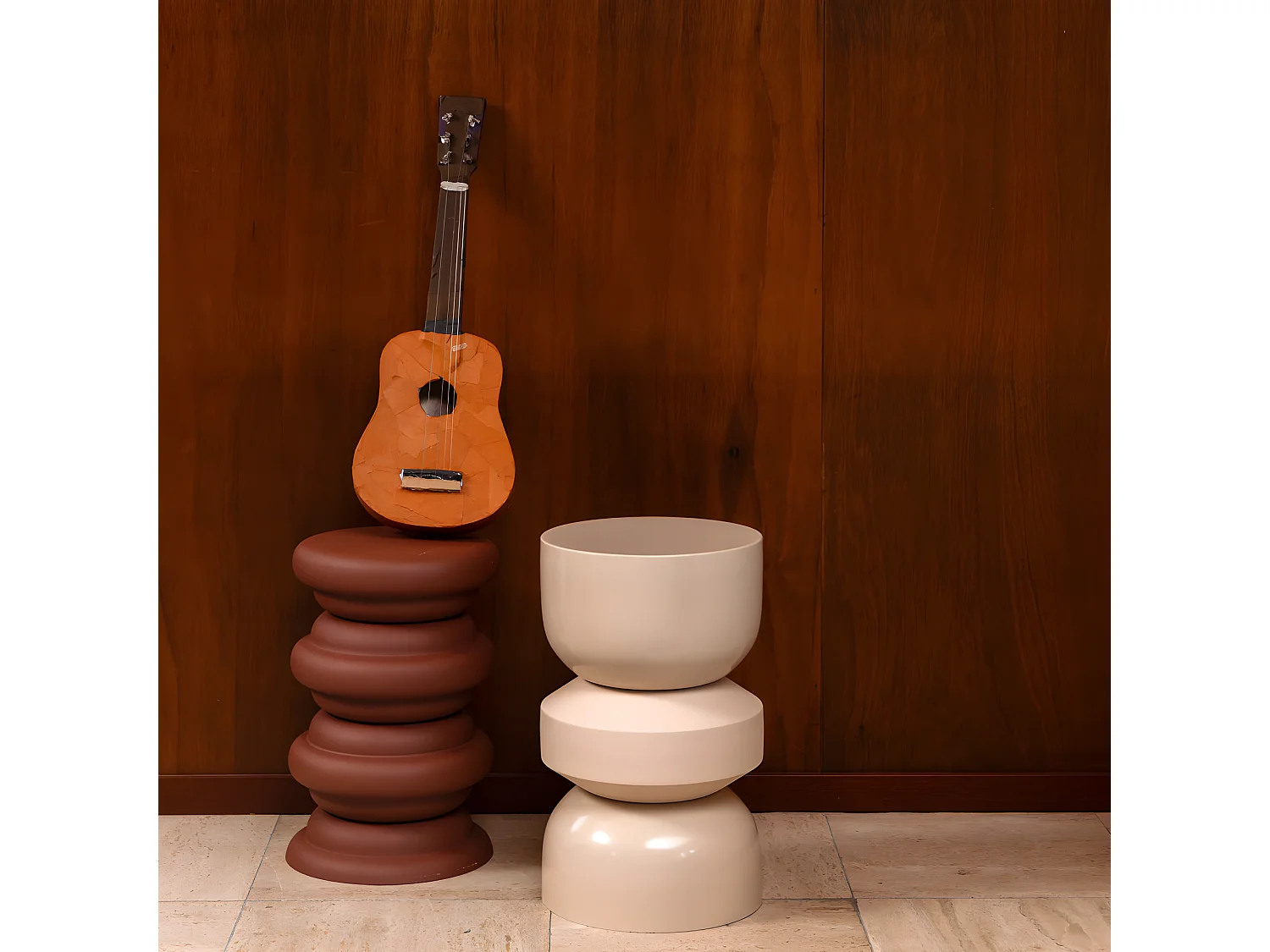 Apollo - Table d'appoint ronde en métal ø29cm - Beige