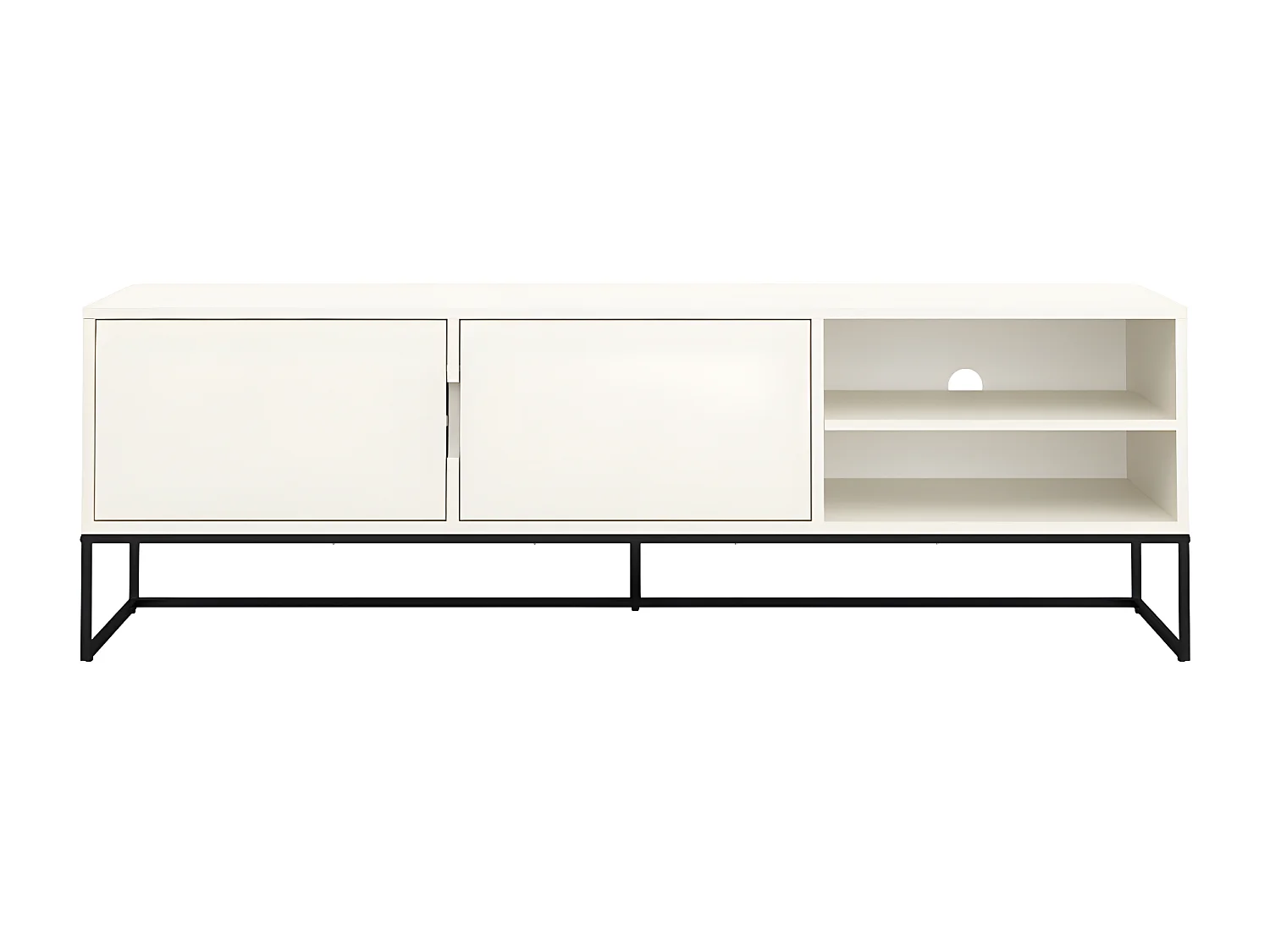 Lipp - Meuble TV 2 portes en bois et métal L176cm - Blanc