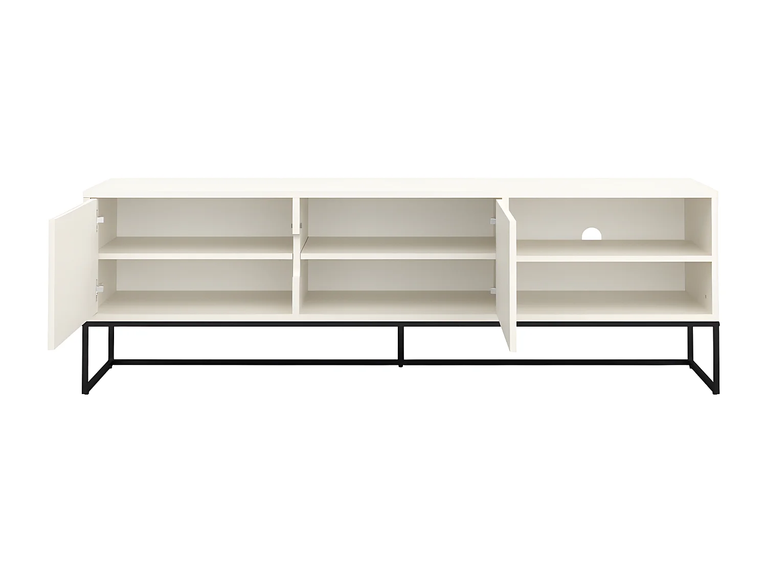 Lipp - Meuble TV 2 portes en bois et métal L176cm - Blanc