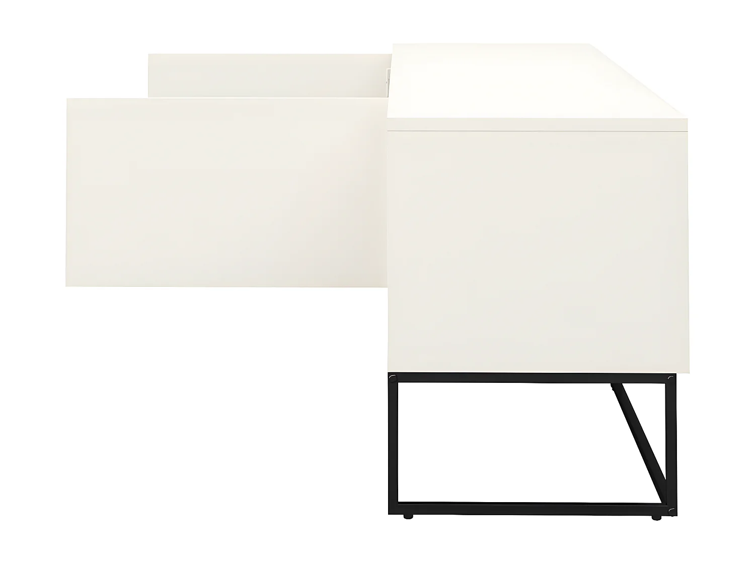 Lipp - Meuble TV 2 portes en bois et métal L176cm - Blanc