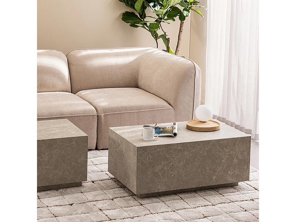 Lipani - Table basse effet marbre 90x50cm - Beige