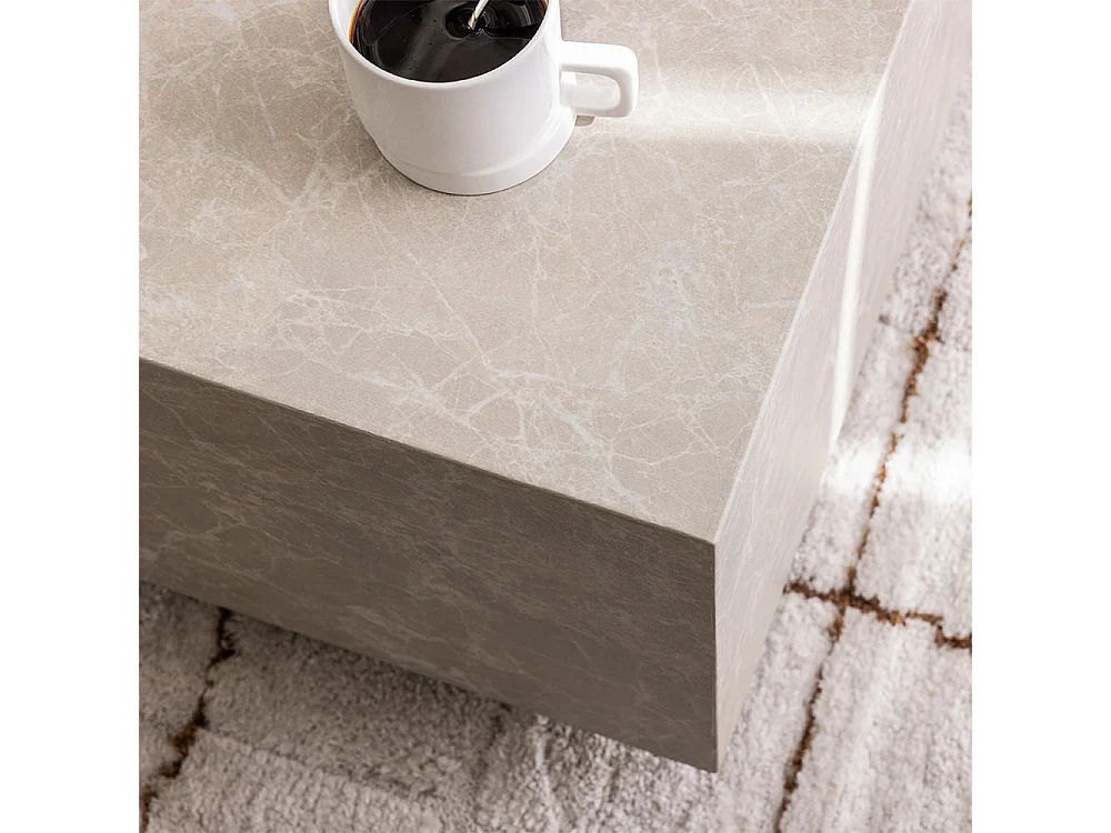 Lipani - Table basse effet marbre 90x50cm - Beige