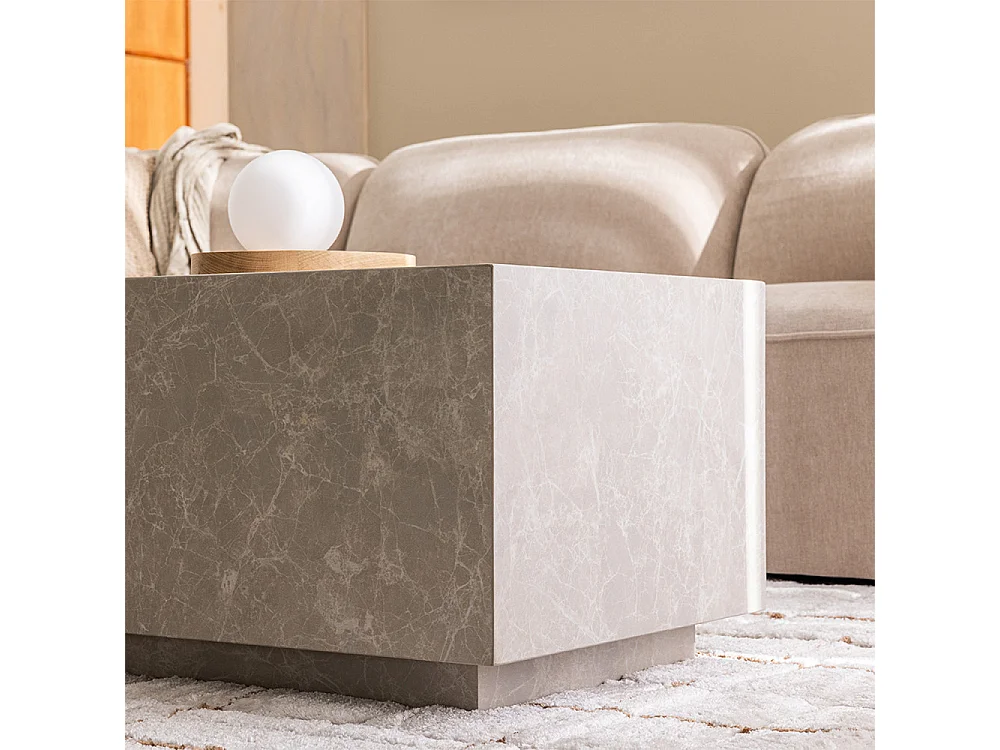 Lipani - Table basse effet marbre 90x50cm - Beige
