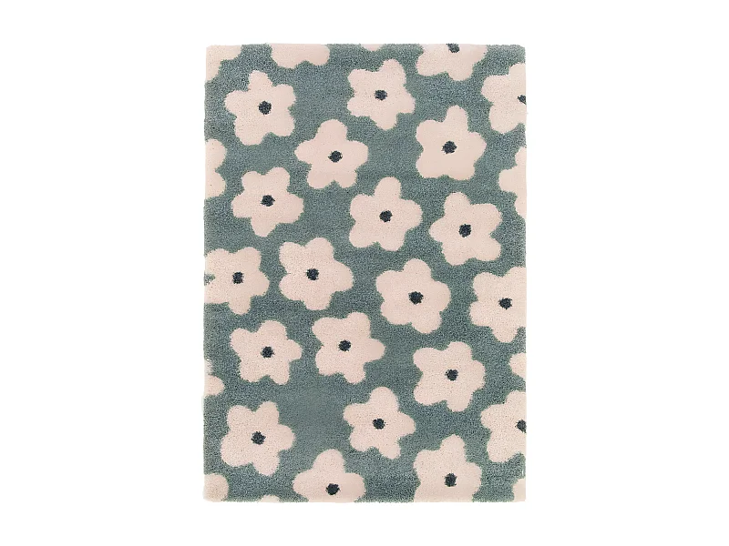 Flora - Tapis contemporain à motif floral -  Vert de gris - 120x170cm
