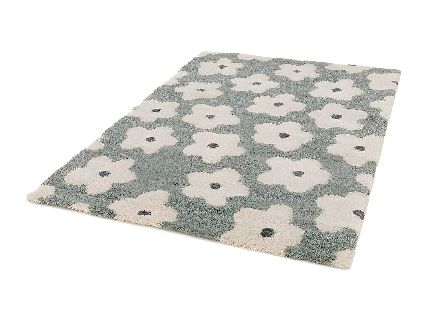 Flora - Tapis contemporain à motif floral -  Vert de gris - 120x170cm