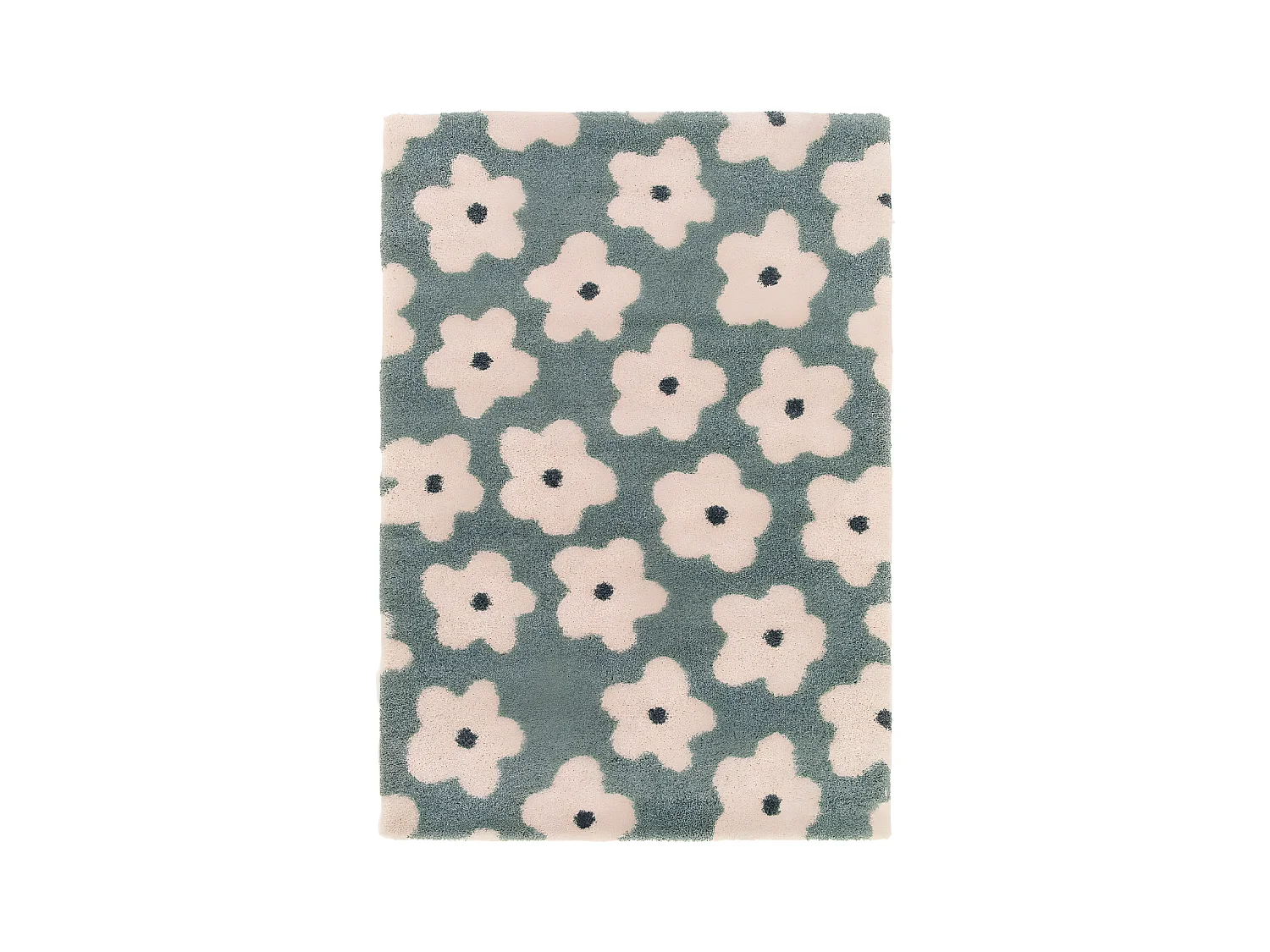 Flora - Tapis contemporain à motif floral -  Vert de gris - 120x170cm