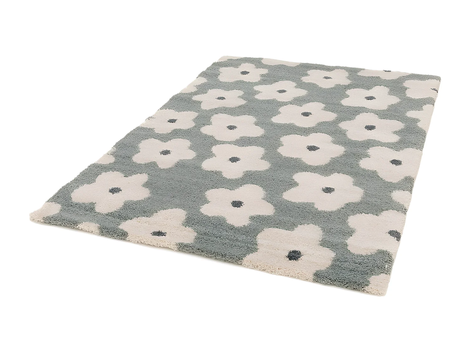 Flora - Tapis contemporain à motif floral -  Vert de gris - 160x230cm