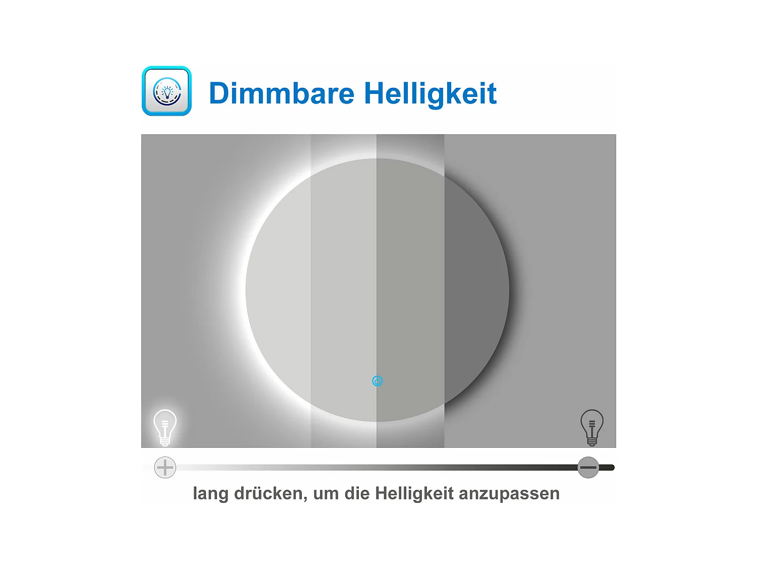 AICA LED Badspiegel Rund 90cm Beschlagfrei Kaltweiß Dimmbar Memory-Funktion