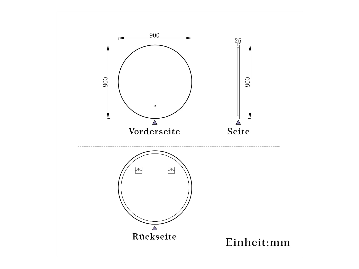 AICA LED Badspiegel Rund 90cm Beschlagfrei Kaltweiß Dimmbar Memory-Funktion