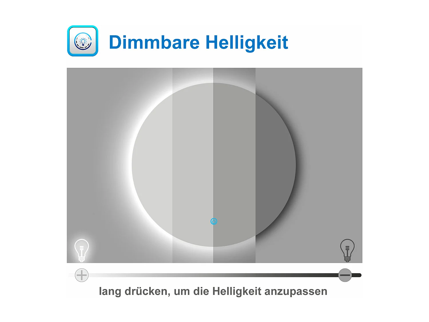 AICA LED Badspiegel Rund 90cm Beschlagfrei Kaltweiß Dimmbar Memory-Funktion
