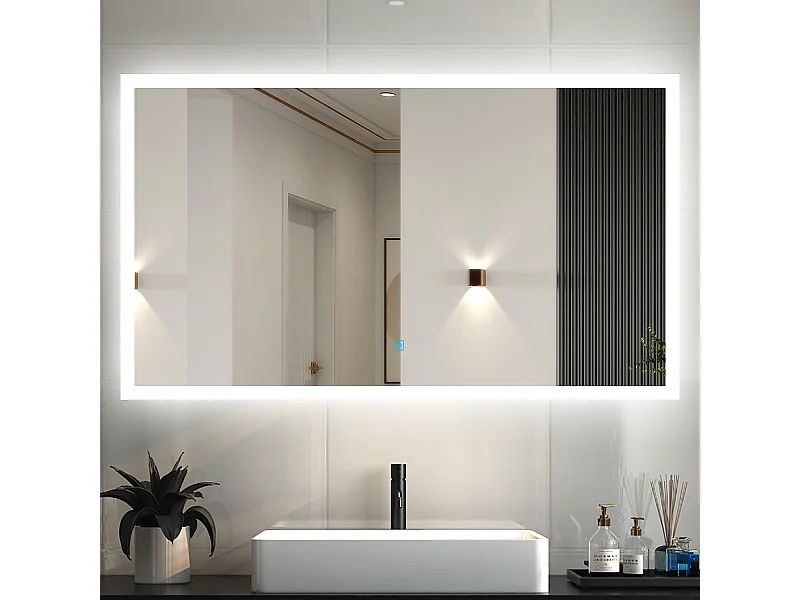 AICA LED Badspiegel 120x70cm Kaltweiß Touchschalter Beschlagfrei - BELAIR