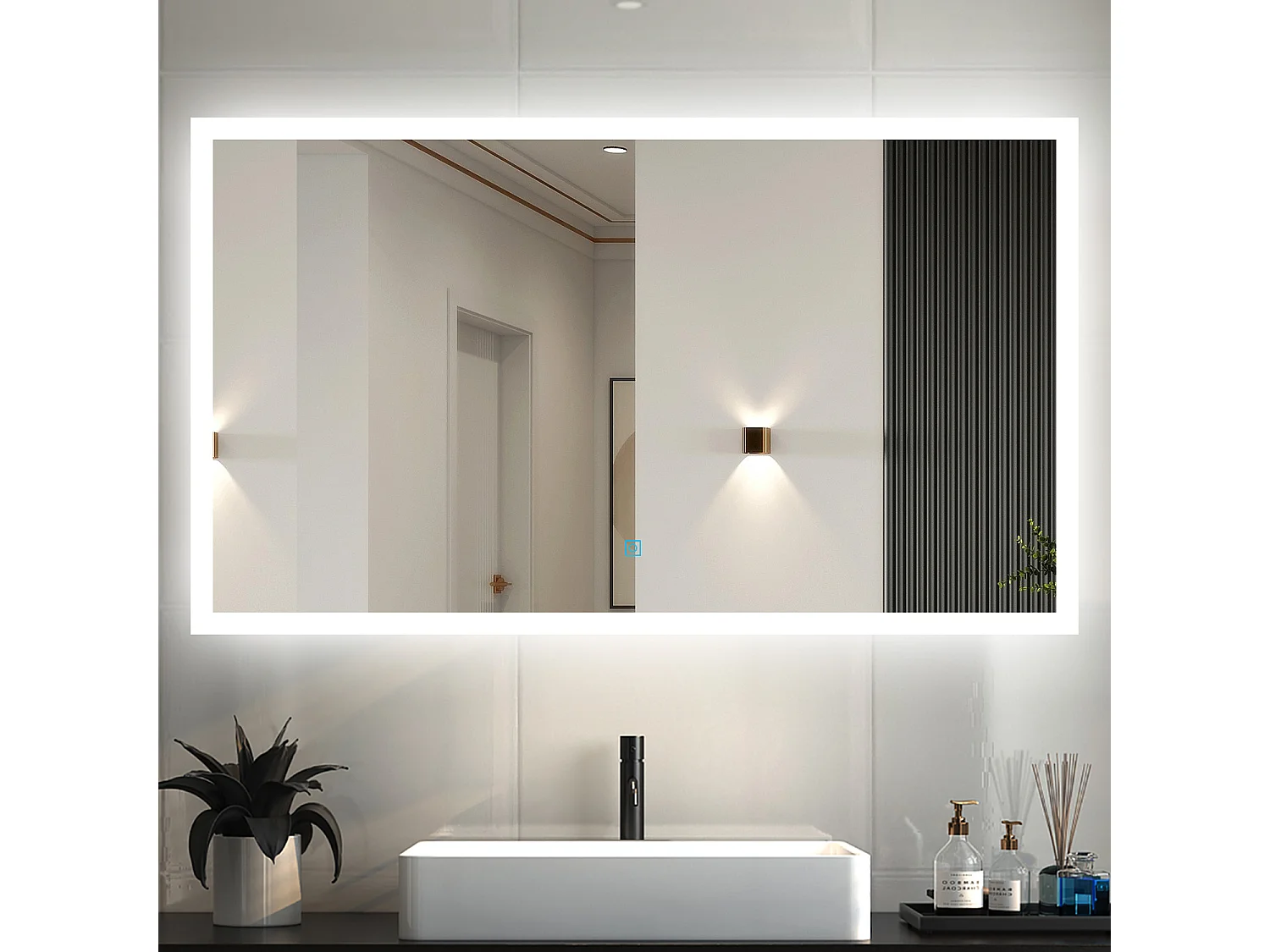 AICA LED Badspiegel 120x70cm Kaltweiß Touchschalter Beschlagfrei - BELAIR