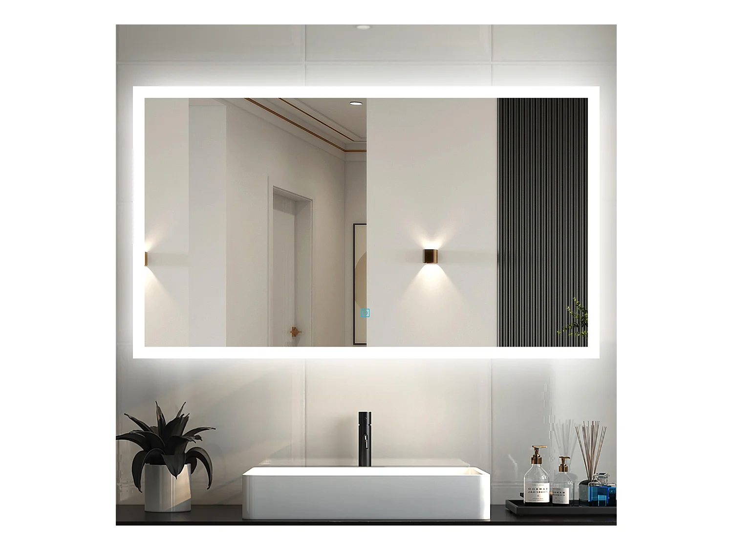 AICA LED Badspiegel 120x70cm Kaltweiß Touchschalter Beschlagfrei - BELAIR