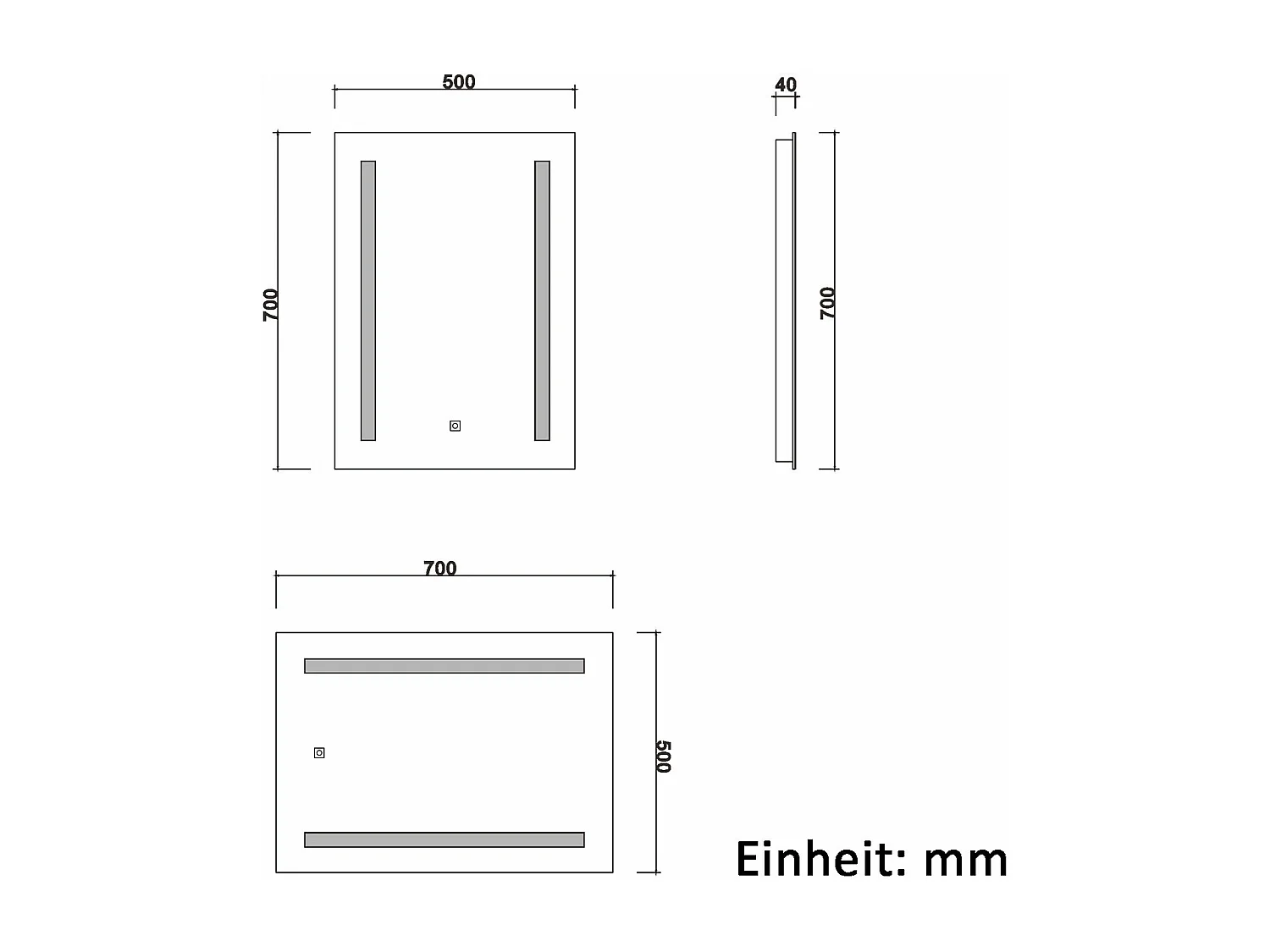 AICA Badspiegel mit Beleuchtung 50x70cm 3 Lichtfarbe+Dimmbar Touch/Wandschalter Beschlagfrei Auto-Abschaltung - PAVIE
