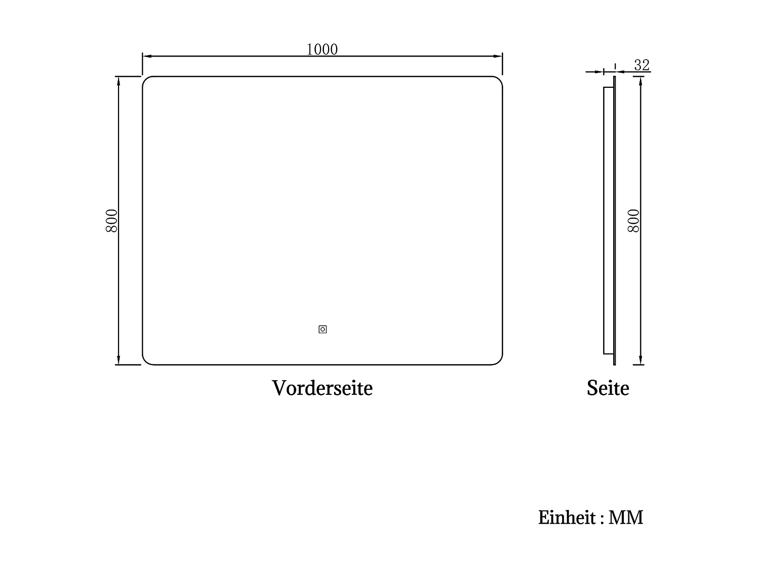 AICA Badspiegel mit LED-Beleuchtung 100x80cm Kaltweiß Dimmbar Memory-Funktion