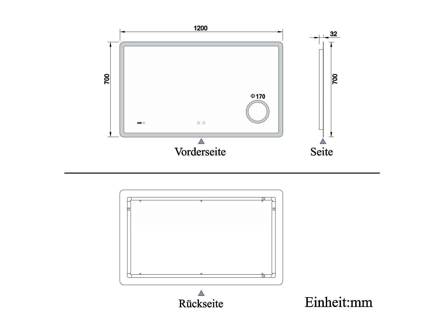 AICA Badspiegel mit LED-Beleuchtung 120x70cm Bluetooth Uhr Kosmetikspiegel 3 Lichtfarbe+Dimmbar Beschlagfrei Memory-Funktion